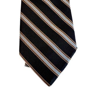 Lilly Dache vintage blue & brown striped 3.25” wide designer tie